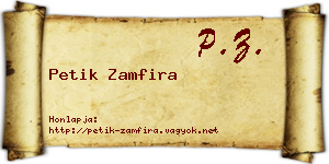 Petik Zamfira névjegykártya